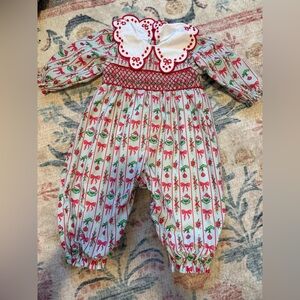 Festive Baby Romper with Red and Green Pattern